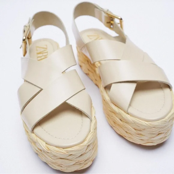 Zara woven leather chunky leather platform sandals - Picture 6 of 6